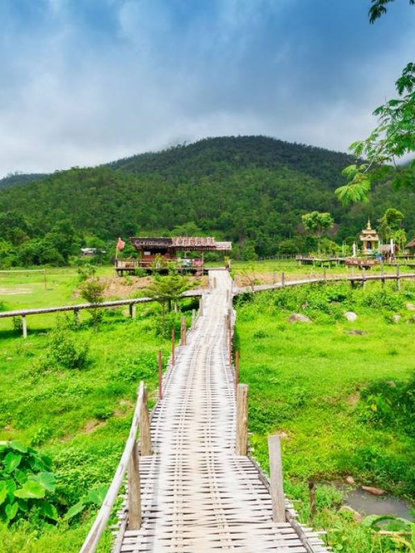 The green mountains and countryside of northern Thailand near Chiang Mai, where a Nannimoon nanny comes to your hotel or villa