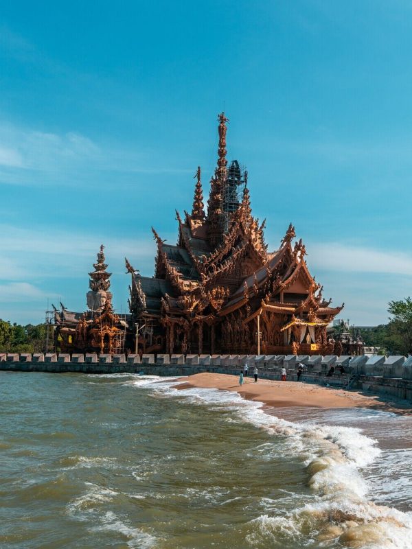 The Sanctuary of Truth by the sea in Pattaya, a city where a Nannimoon nanny comes to your hotel or condo